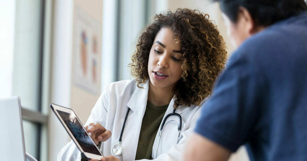 Doctor showing fertility options